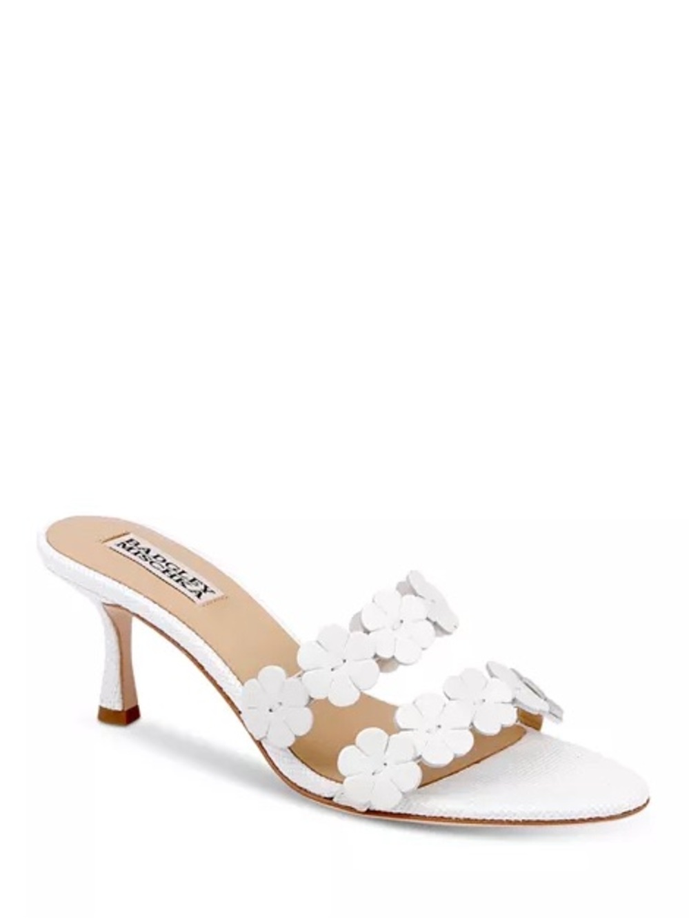 Badgley Mischka White Floral Slip-On Heels Size 10